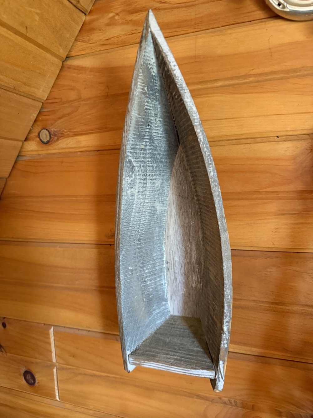 Wooden Canoe decor Shelf - Gray Wash